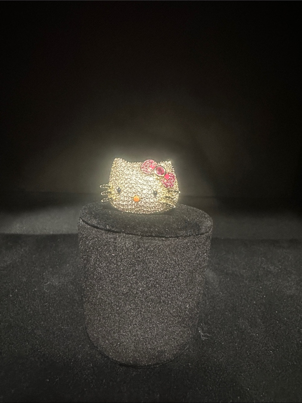 Hello Kitty Crystal Accent Gold-Tone Ring with Pink Bow
